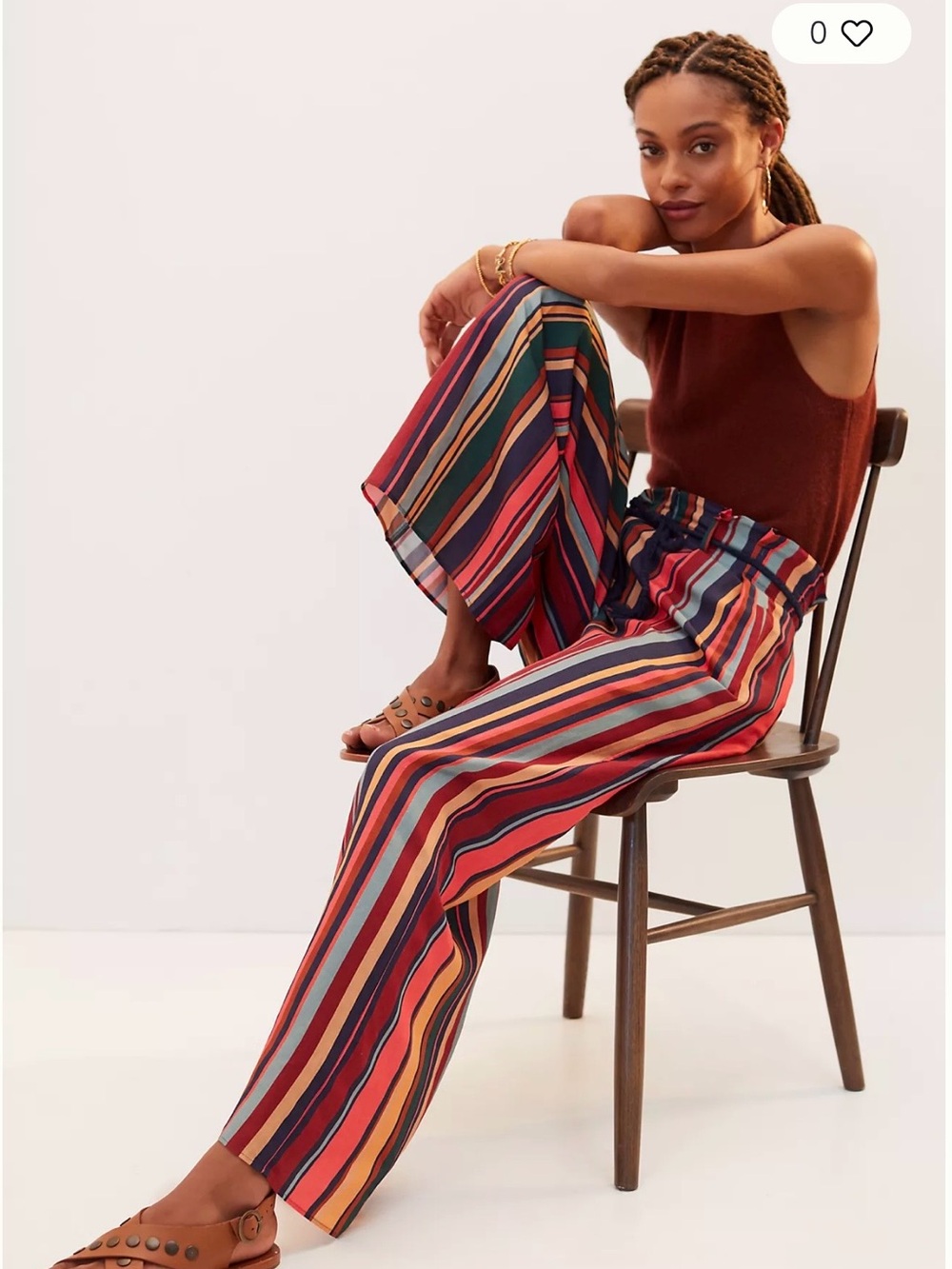 FARM for Anthropologie Women's Wide-Leg
High-Waisted Striped Pants L